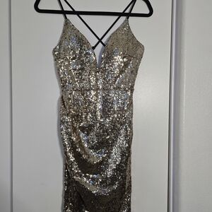 Trac Gold Sequin Mini Dress